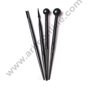 Cake Decor 4Pcs Black Cake Modelling Tools Set Fondant Clay Cutter Carve Pen Mould