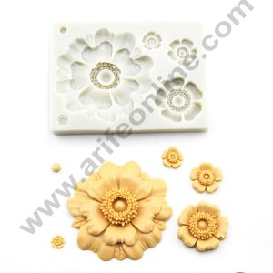 CAKE DECOR™ 5 Cavity 3D Prime Rose Flower Fondant Clay Marzipan Cake Decoration Mould SBSP-B740