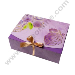 Purple Floral Ribbon Hamper Box - Big (1 Pc) - CAKE DECOR™