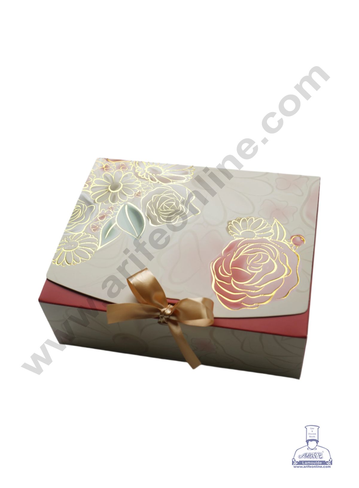 Red Floral Ribbon Hamper Box - Big (1 Pc) - CAKE DECOR™