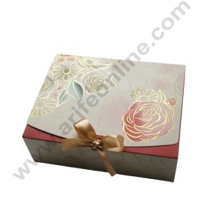 Red Floral Ribbon Hamper Box  - Small (1 Pc) - CAKE DECOR™