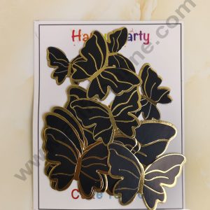 CAKE DECORβ’ 10 Pcs Black Colour Butterfly Paper Topper For Cake And Cupcake Decoration