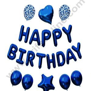 Cake Decor™ Blue HAPPY BIRTHDAY Foil Banners with Star Foil Balloons and Blue Confetti Balloons Set For Party Balloon Decoration (Pack of 21 pc )