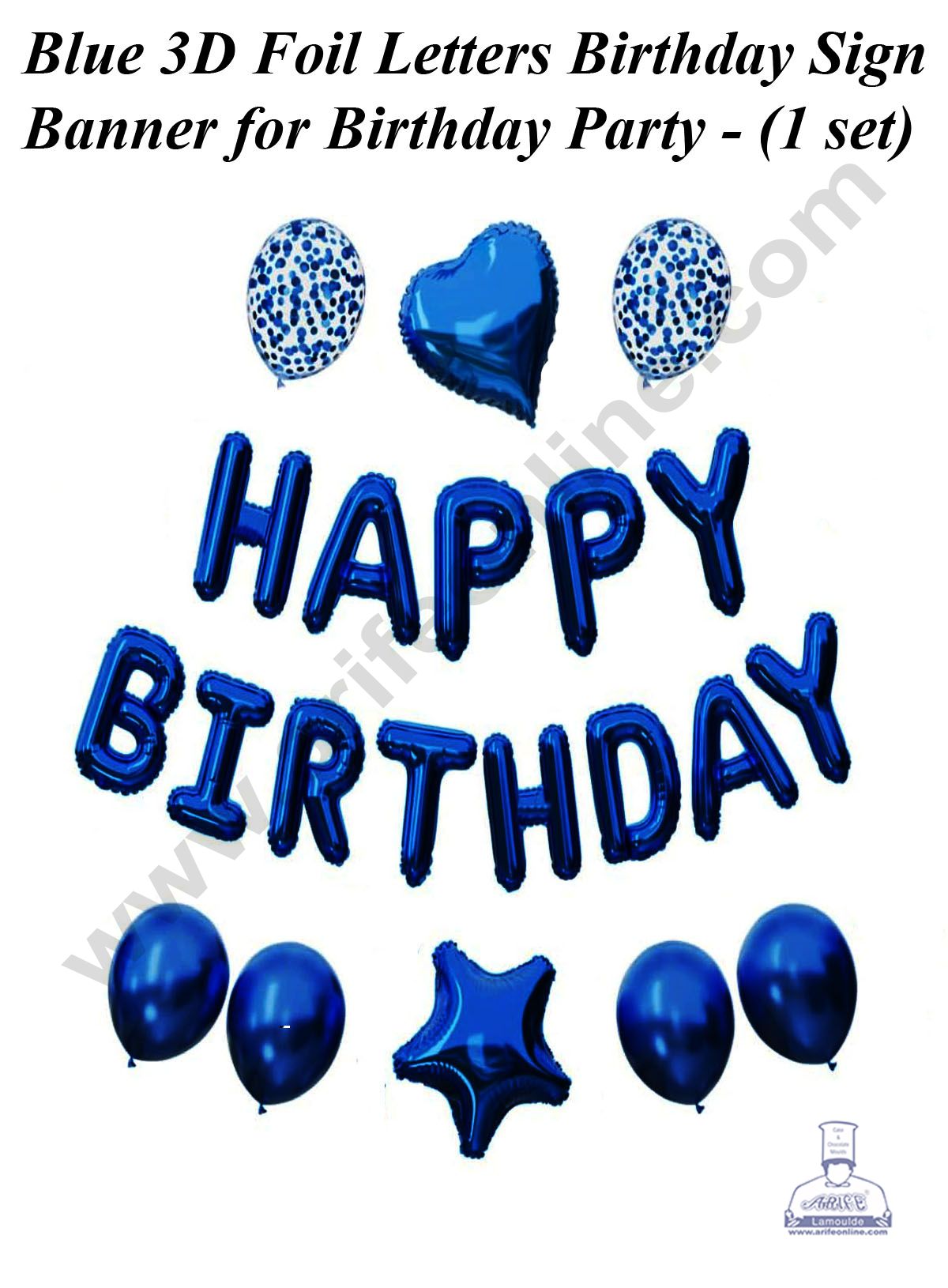 Cake Decorβ’ Blue HAPPY BIRTHDAY Foil Banners with Star Foil Balloons and Blue Confetti Balloons Set For Party Balloon Decoration (Pack of 21 pc )