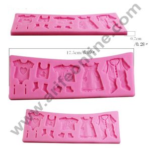 Cake Decor Silicon 5 Cavity Baby Shower Dresses Silicone Fondant Mould Marzipan Mould