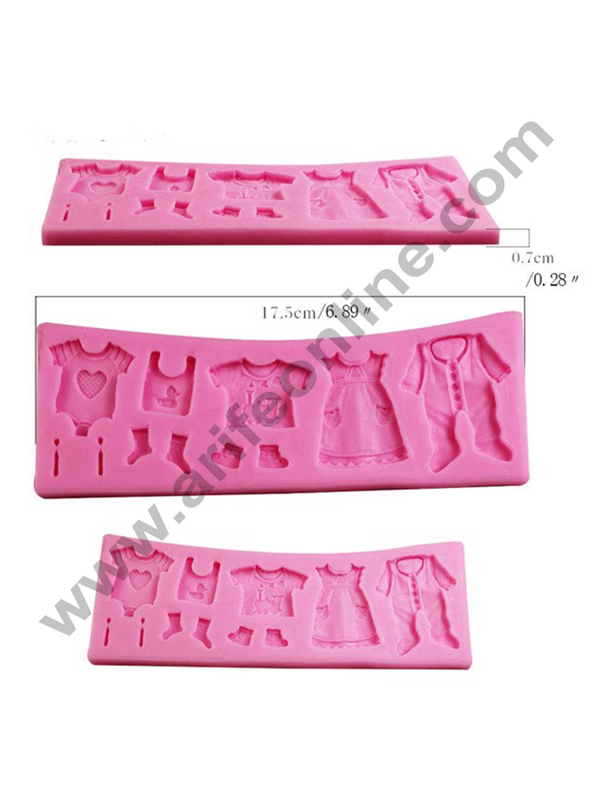 Cake Decor Silicon 5 Cavity Baby Shower Dresses Silicone Fondant Mould Marzipan Mould