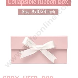 CAKE DECORβ’ Baby Pink Color Folding Hard Hamper Box with ribbon | 8X10X4 Inch | Gift Box | Present Box - 1 Pc | (SBBX-HFFB-D20)