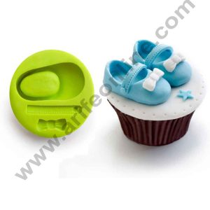 Cake Decor Silicon 1 Cavity Baby Shoes with Bow Silicone Fondant Mould Marzipan Mould