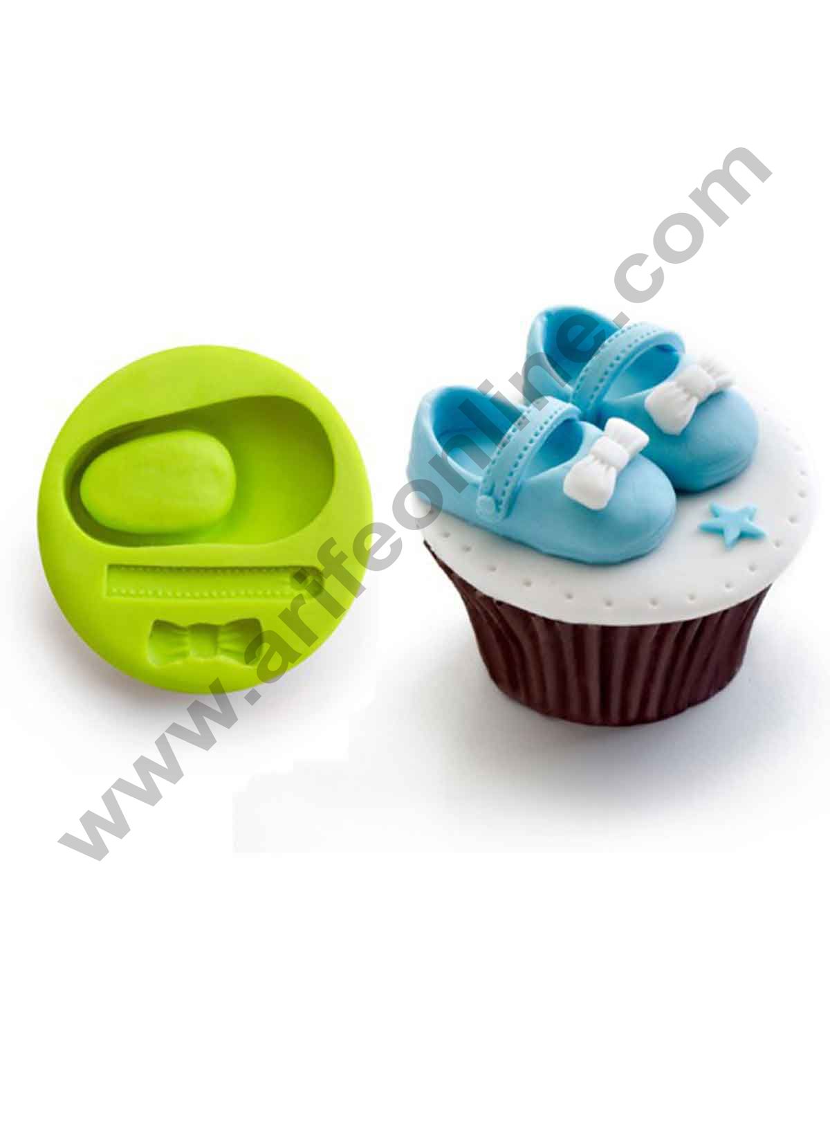 Cake Decor Silicon 1 Cavity Baby Shoes with Bow Silicone Fondant Mould Marzipan Mould