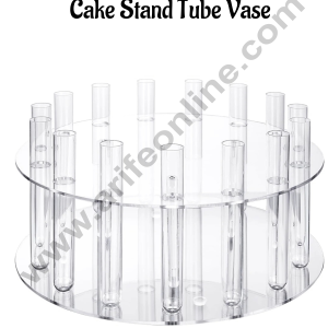 CAKE DECOR™ 8 inch Acrylic Floral Crown Cake Stand With Tube Vase | Acrylic Clear Cake Display Spacer