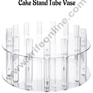 CAKE DECOR™ 10 inch Acrylic Floral Crown Cake Stand With Tube Vase | Acrylic Clear Cake Display Spacer