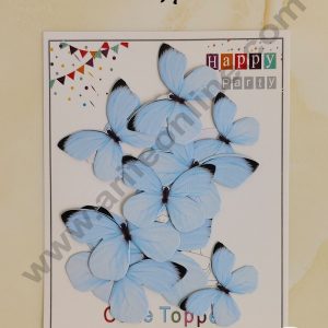 CAKE DECORβ’ 10 Pc Black Border Pastel Blue Colour Butterfly Paper Topper For Cake And Cupcake Decoration