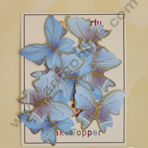 CAKE DECORβ’ 10 Pc Blue Glitter Butterfly Paper Toppers for Cake and Cupcake Decorations