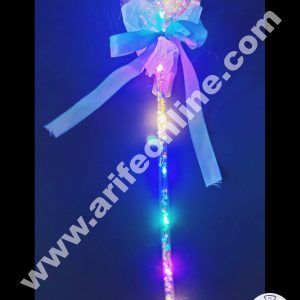 Cake Decor Plastic LED Light Cake Topper Balloon With Ribbon For Cake Decoration - Sky Blue