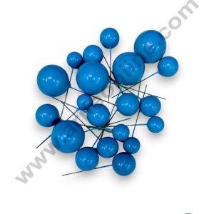 CAKE DECOR™ Persian Blue Faux Balls Topper For Cake and Cupcake Decoration - 20 pcs Pack (SB-BlueBall-20)