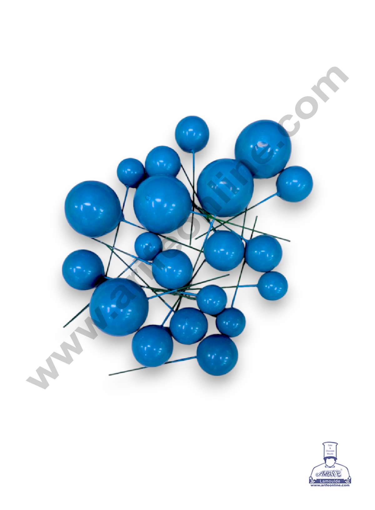 CAKE DECORβ’ Persian Blue Faux Balls Topper For Cake and Cupcake Decoration - 20 pcs Pack (SB-BlueBall-20)