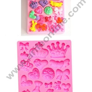 Cake Decor Bows,Hearts and Crown Fondant Marzipan Mould