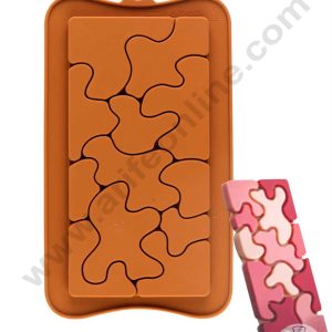 CAKE DECOR™ 1 Cavity Groovy Puzzles Bar Shape Silicone Chocolate Mold ( SBCM-726 )