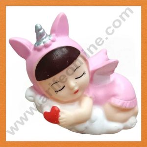 CAKE DECOR™ 1 Pieces Pink Sleeping Baby Unicorn Toys Cake Toppers (SB-T-JH3103-Pink)