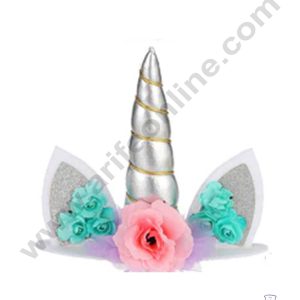CAKE DECOR™ 1 Pieces Unicorn Horn Cake Toppers - Silver SBTO-046-Silver