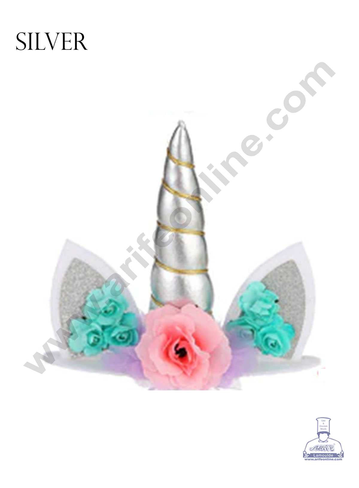 CAKE DECOR™ 1 Pieces Unicorn Horn Cake Toppers - Silver SBTO-046-Silver
