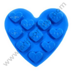 CAKE DECOR™ 10 Cavity Drip Heart Shape Silicon Chocolate Mould Chocolate Decorating Mould SBSM-889