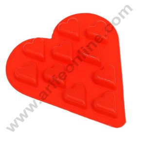 CAKE DECOR™ 10 Cavity Heart Shape Silicon Chocolate Mould Chocolate Decorating Mould SBSM-891
