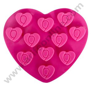 CAKE DECOR™ 10 Cavity Heart Shape Silicon Chocolate Mould Chocolate Decorating Mould SBSM-890