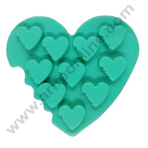 CAKE DECOR™ 10 Cavity Heart Shape Silicon Chocolate Mould Chocolate Decorating Mould SBSM-892