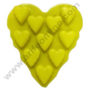 CAKE DECOR™ 10 Cavity Heart Shape Silicon Chocolate Mould Chocolate Decorating Mould SBSM-893