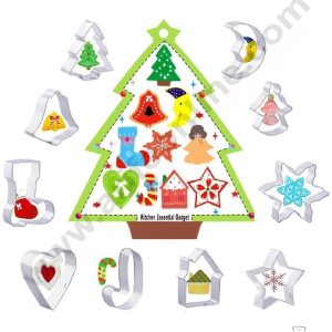 CAKE DECORβ’ 10 Pcs Christmas Theme Stainless Steel Biscuit Cookies Cutter Mould
