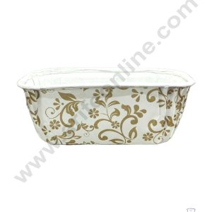 CAKE DECOR™ 10 Pcs Small White Golden Leaf Design Bake and Serve Plum Cake Mold