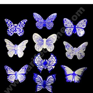 CAKE DECORβ’ 10 pcs Blue White Butterfly Paper Topper For Cake And Cupcake (SBMT-PT-107)