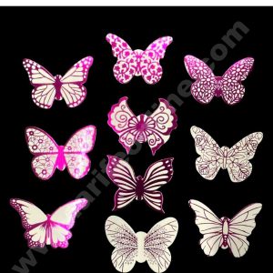 CAKE DECORβ’ 10 pcs Pink White Butterfly Paper Topper For Cake And Cupcake (SBMT-PT-109)
