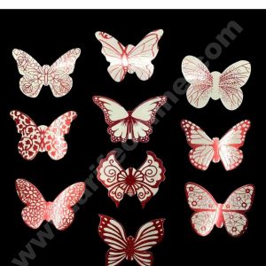 CAKE DECORβ’ 10 pcs Red White Butterfly Paper Topper For Cake And Cupcake (SBMT-PT-110)