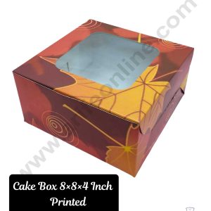 CAKE DECORβ’ 1/2 KG Cake Boxes Printed Maple Leaf Boxes - 8x8x4 Inch ( Pack of 5 Pieces )