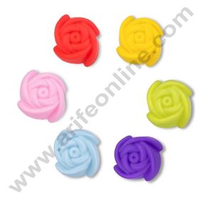 CAKE DECOR™ 12 Pcs Silicon Rose Flower Shape Muffin Moulds Cup Cake Mould | Reusable, Multi-color (SBSM-906)