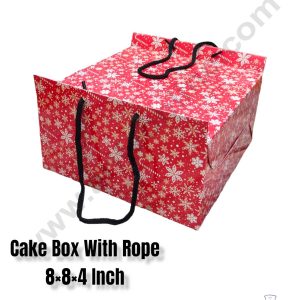 CAKE DECORβ’ 1/2 kg Christmas Theme Cake Box with Rope Handle 8 x 8 x 4 Inch - Christmas Theme 3 ( Pack of 10 pcs )