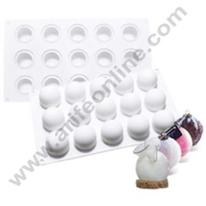 CAKE DECOR™ 15 Cavity Round Shape Silicon Muffin Mould Silicon Cupcake Mould (SBSM-505)