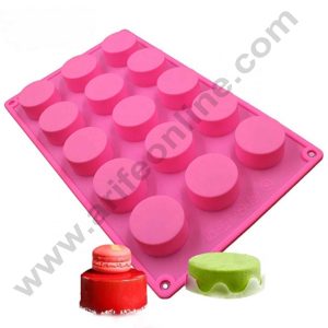 CAKE DECOR™ 15 Cavity Round Shape Silicon Soap Mould Silicon Cupcake Mould (SBSOM-097-1)
