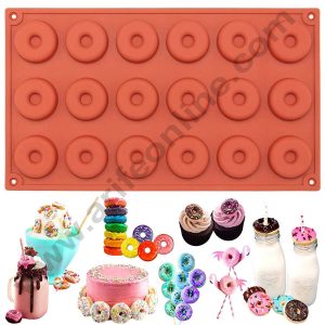 CAKE DECOR™ 18 Cavity Donut Shape Silicon Muffin Mould Silicon Cupcake Mould (SBSM-856)