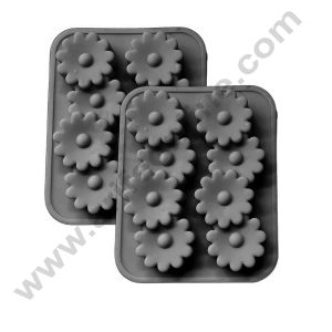 CAKE DECOR™ 2 Cavity Joint Flower Shape Silicon Chocolate Mould Candle Mould Chocolate Decorating Mould SBSM-882