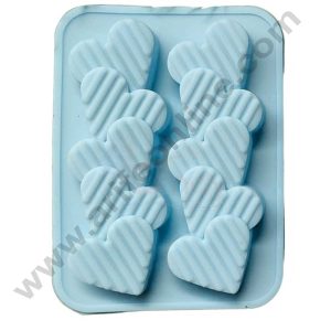 CAKE DECOR™ 2 Cavity Joint Heart Stripe Shape Silicon Chocolate Mould Candle Mould Chocolate Decorating Mould SBSM-885
