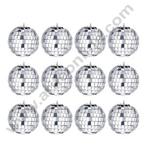 CAKE DECOR™ 2 cm Mirror Disco Balls Topper For Cake and Cupcake Decoration - ( 12 pcs Pack )