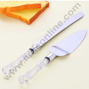 CAKE DECOR™ 2 pcs Set Multi-purpose Cake Knife and Cake Shovel Pastry Lifter Acrylic Handle with Stainless Steel Blade Baking Supplies (SBS-231)