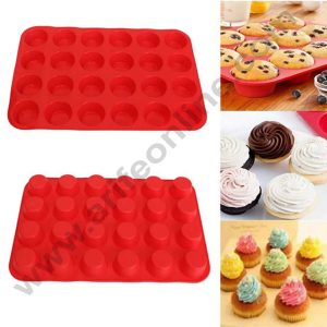 CAKE DECOR™ 24 Cavity Midi Muffin Shape Silicon Muffin Mould Silicon Cupcake Mould (SBSM-863)
