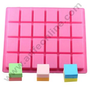 CAKE DECOR™ 24 Cavity Square Shape Silicon Soap Mould Silicon Cupcake Mould (SBSOM-096-1)