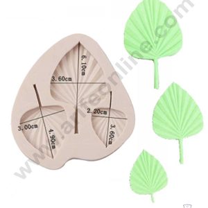 CAKE DECOR™ 3 Cavity Palm Leaves Shape Silicone Fondant Mold Silicon Marzipan Mould SBSP-DYF6912