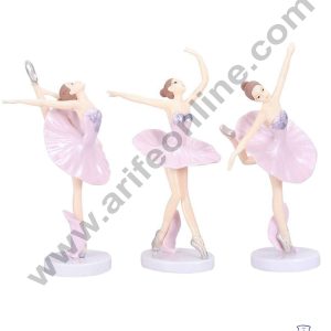 CAKE DECOR™ 3 Pieces Pink Dancing Ballerina Girl Toys for Cake Toppers SBTO-030
