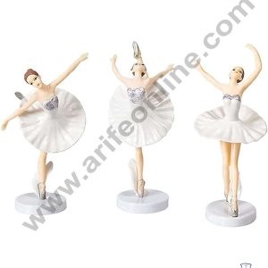 CAKE DECOR™ 3 Pieces White Dancing Ballerina Girl Toys for Cake Toppers SBTO-031